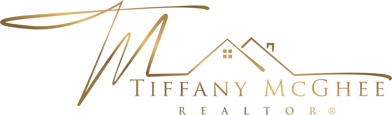 Tiffany McGhee, Realtor® — gold TM monogram flowing into a house roofline